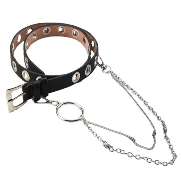 women men punk leather belt rivet eyelet stud single grommet buckle chain gothic belt, Black;brown
women men punk leather belt rivet eyelet stud single grommet buckle chain gothic belt, Black;brown