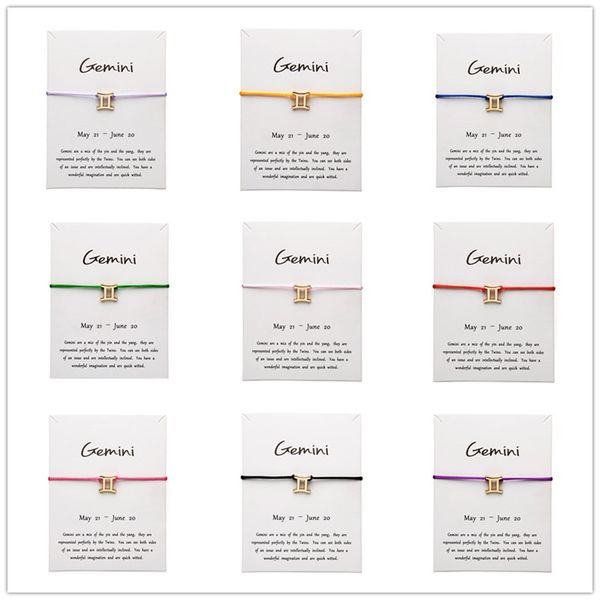 white card fashion jewelry 12 constellation zodiac gemini lucky rope bracelet bangles for women accessories, Golden;silver
white card fashion jewelry 12 constellation zodiac gemini lucky rope bracelet bangles for women accessories, Golden;silver
