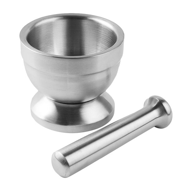 kitchen stainless steel mortar and pestle spice grinder hand crusher masher bowl, silver, 12cm dia
kitchen stainless steel mortar and pestle spice grinder hand crusher masher bowl, silver, 12cm dia