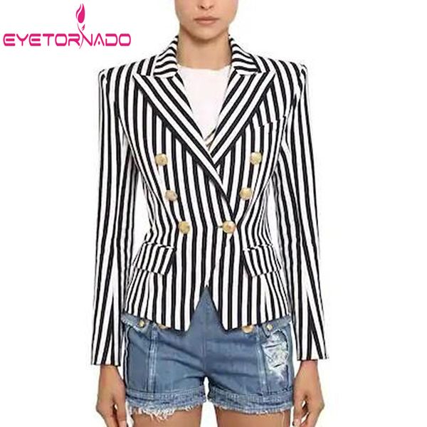 women's suits & blazers autumn suit jacket double breasted slim short work office blazer striped print metal buttons classic, White;black
women's suits & blazers autumn suit jacket double breasted slim short work office blazer striped print metal buttons classic, White;black