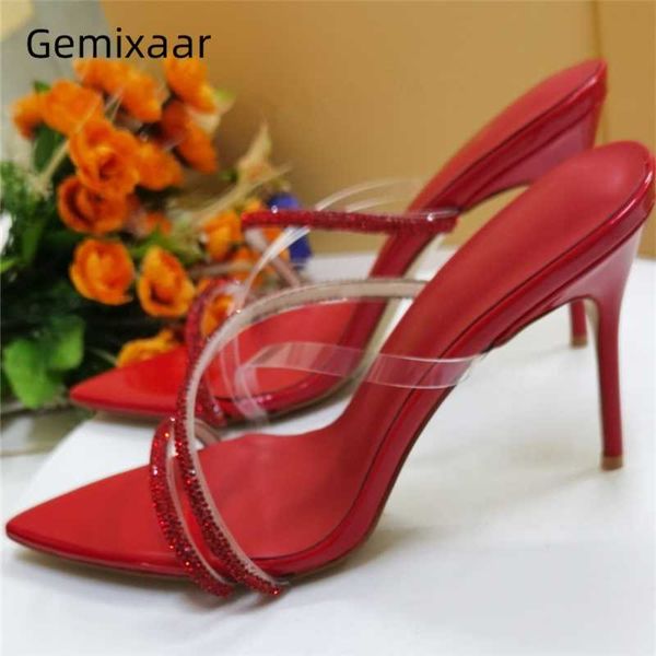 summer high heel slippers women jeweled crystal narrow band pvc transparent point toe runway summer shoes woman, Black
summer high heel slippers women jeweled crystal narrow band pvc transparent point toe runway summer shoes woman, Black