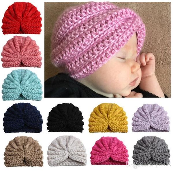 Ins Baby Girls Boy Wool Hollowed Caps Kids Knitting Wool Crochet Hat Infant Toddler Boutique Indian Turban Spring Autumn