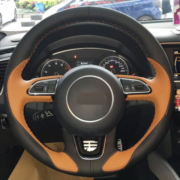 hand-stitched cardiy hand sewing steering wheel cover orange black leather for audi q3 q5 2013 2014 2015
hand-stitched cardiy hand sewing steering wheel cover orange black leather for audi q3 q5 2013 2014 2015