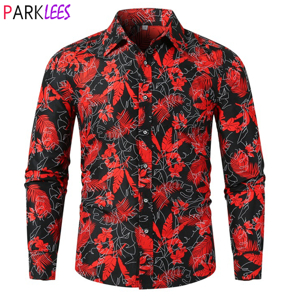 men's casual shirts red leaves print shirt men brand design stylish slim fit dress mens long sleeve chemise party social camisas hombre, White;black
men's casual shirts red leaves print shirt men brand design stylish slim fit dress mens long sleeve chemise party social camisas hombre, White;black
