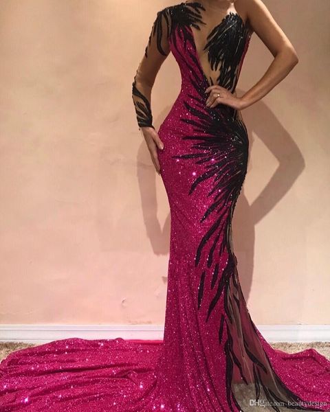 party dress plus size 2019 gorgeous fuchsia mermaid evening dresses open back sequined one shoulder evening prom gowns arabic pageant celebr, White;black
party dress plus size 2019 gorgeous fuchsia mermaid evening dresses open back sequined one shoulder evening prom gowns arabic pageant celebr, White;black