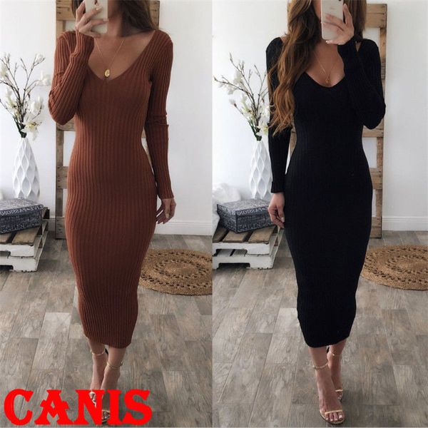 2018 women's autumn dresses black long sheath slim bodycon dress midi sleeve elegant package hip dress, Black;gray
2018 women's autumn dresses black long sheath slim bodycon dress midi sleeve elegant package hip dress, Black;gray