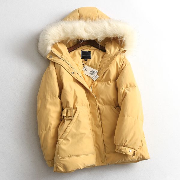women's winter hooded down coat detachable wool collar waistband slim solid color long sleeve fashionable women's down jacket, Black
women's winter hooded down coat detachable wool collar waistband slim solid color long sleeve fashionable women's down jacket, Black