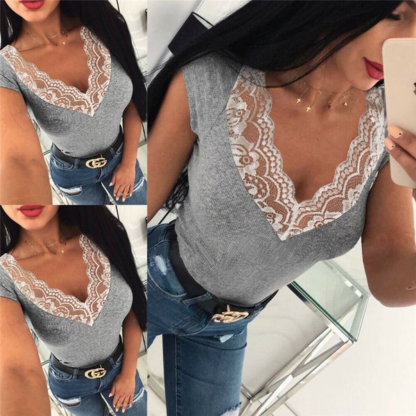 Trendy Summer Women clothes V-neck lace Short Sleeve Tops pullover slim Casual Loose T-shirts one pieces
Trendy Summer Women clothes V-neck lace Short Sleeve Tops pullover slim Casual Loose T-shirts one pieces
