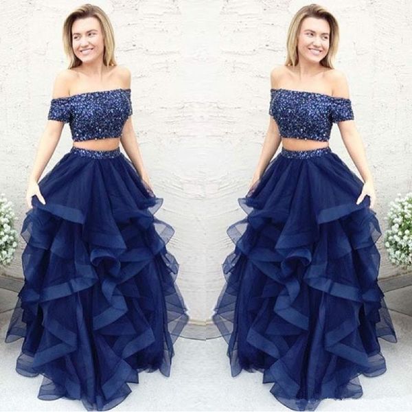 navy blue celebrity sparkly sequins prom dresses two piece short sleeve off the shoulder long ruffles formal evening gowns elegant q75, Black;red
navy blue celebrity sparkly sequins prom dresses two piece short sleeve off the shoulder long ruffles formal evening gowns elegant q75, Black;red