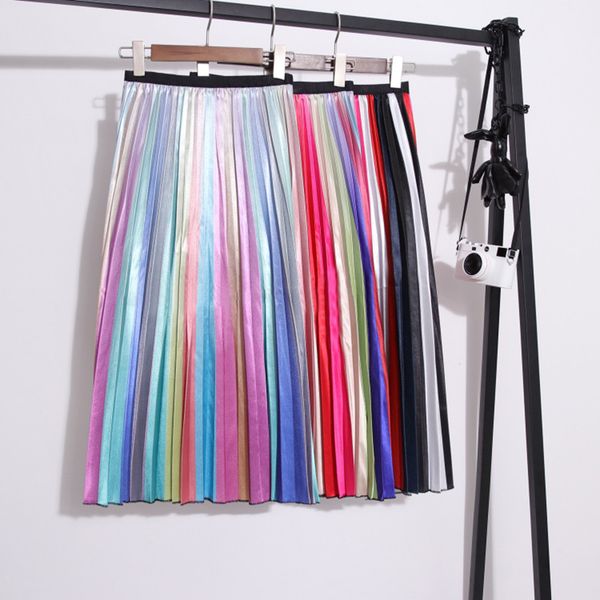 2019 spring new-coming women skirts rainbow striped a-line mid-calf skirts high street european style high quality, Black
2019 spring new-coming women skirts rainbow striped a-line mid-calf skirts high street european style high quality, Black