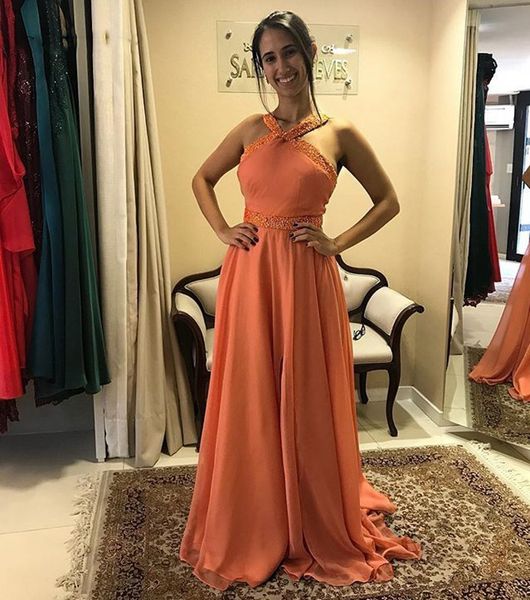 2019 chiffon prom dresses beaded straps and waistband long party gowns a-line girls formal wear, Black
2019 chiffon prom dresses beaded straps and waistband long party gowns a-line girls formal wear, Black