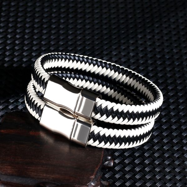 black and white two-tone cross-woven leather bracelet charm ladies accessories bracelet and men's zinc alloy accessorie
black and white two-tone cross-woven leather bracelet charm ladies accessories bracelet and men's zinc alloy accessorie
