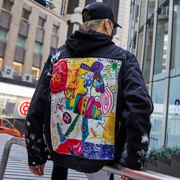 personality single breasted outerwears with pockets mens cartoon doodling jean jackets ripped letter printed pattern hiphop male coats, Black;brown
personality single breasted outerwears with pockets mens cartoon doodling jean jackets ripped letter printed pattern hiphop male coats, Black;brown