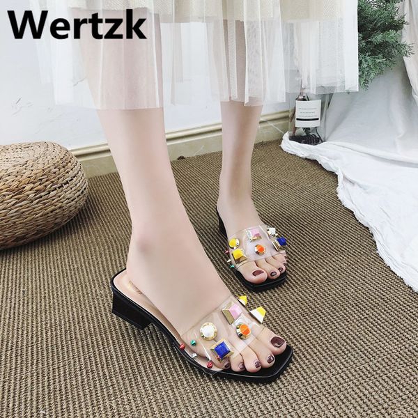 wertzk new 2019 wedge slippers for ladies summer slipper with slip-resistant midheel flip-flops with color rivet outside e105, Black
wertzk new 2019 wedge slippers for ladies summer slipper with slip-resistant midheel flip-flops with color rivet outside e105, Black