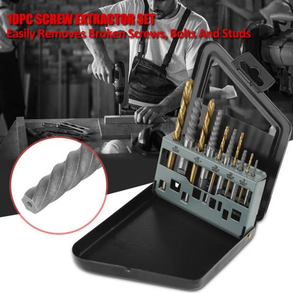 10pcs damaged screw extractor drill bits guide set broken speed out easy out bolt stud stripped screw remover tool
10pcs damaged screw extractor drill bits guide set broken speed out easy out bolt stud stripped screw remover tool