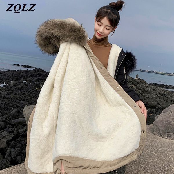 zqlz thick wool cotton liner jacket outwear women winter fashion fur collar hooded coat female plus size long parka mujer 2019, Tan;black
zqlz thick wool cotton liner jacket outwear women winter fashion fur collar hooded coat female plus size long parka mujer 2019, Tan;black