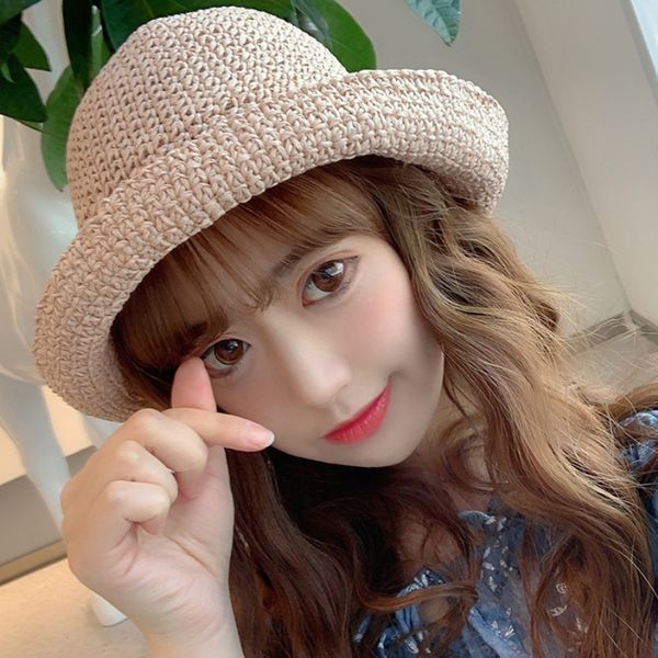 ht2265 women summer sun hat solid plain ladies bucket hat female crochet straw casual fishing cap, Blue;gray
ht2265 women summer sun hat solid plain ladies bucket hat female crochet straw casual fishing cap, Blue;gray