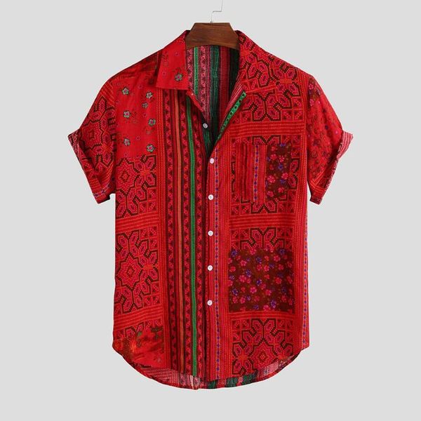 men hawaiian shirt vintage ethnic print turndown collar mens beach shirts new short sleeve summer loose casual shirt streetwear, White;black
men hawaiian shirt vintage ethnic print turndown collar mens beach shirts new short sleeve summer loose casual shirt streetwear, White;black