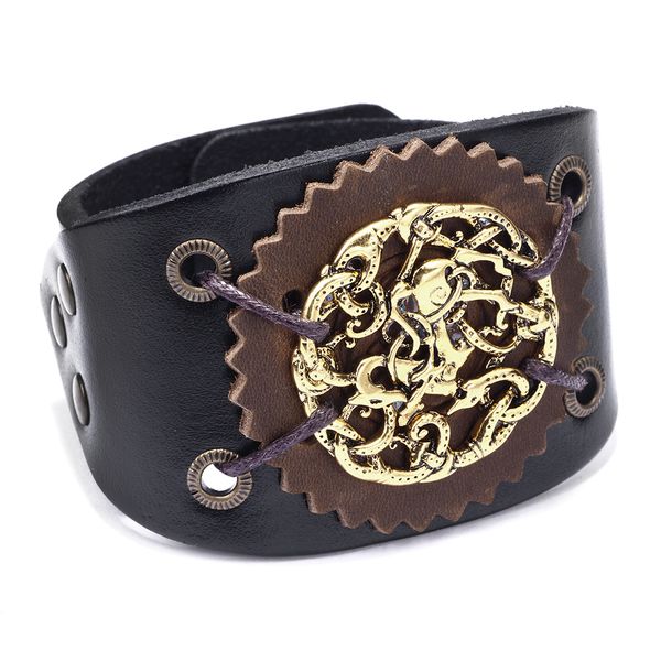 fashion new wide leather bracelet men's retro totem real leather bracelet jewelry sale, Golden;silver
fashion new wide leather bracelet men's retro totem real leather bracelet jewelry sale, Golden;silver