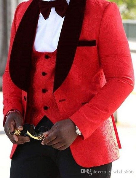 red jacquard wedding tuxedos slim fit suits for men groomsmen suit three pieces prom formal suits (jacket+pants+vest+tie) 246, Black;gray
red jacquard wedding tuxedos slim fit suits for men groomsmen suit three pieces prom formal suits (jacket+pants+vest+tie) 246, Black;gray