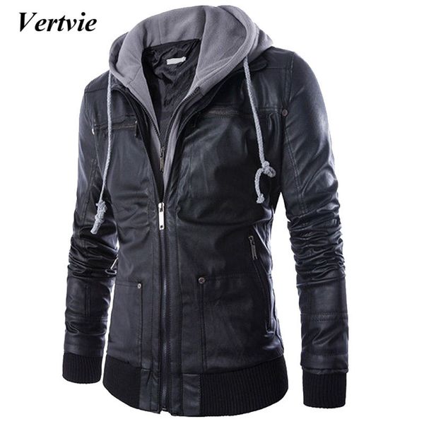 vertvie 2018 men hooded faux fur leather coats male autumn homme biker slim casaco masculino leather jackets jaqueta couro, Black
vertvie 2018 men hooded faux fur leather coats male autumn homme biker slim casaco masculino leather jackets jaqueta couro, Black