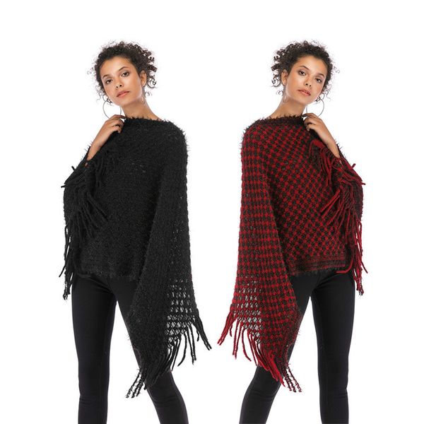 women's fashion casual word collar tassel cloak bat sleeve irregular knitting spring / winter / autumn shawl sweater, White;black
women's fashion casual word collar tassel cloak bat sleeve irregular knitting spring / winter / autumn shawl sweater, White;black