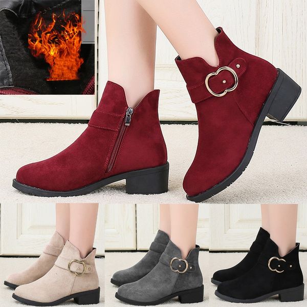 fashion women suede square heel zipper shoes keep warm snow boot round toe boot vintage round suede ladies short boots new 107, Black 
fashion women suede square heel zipper shoes keep warm snow boot round toe boot vintage round suede ladies short boots new 107, Black