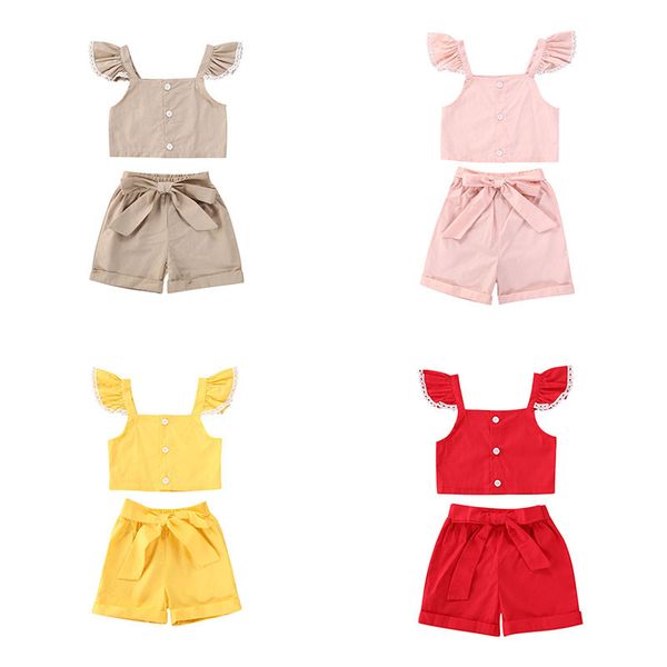 2020 2pcs children summer clothing sets girls sleeve square collar t-shirts shorts pants baby girls casual outfits sets, White
2020 2pcs children summer clothing sets girls sleeve square collar t-shirts shorts pants baby girls casual outfits sets, White
