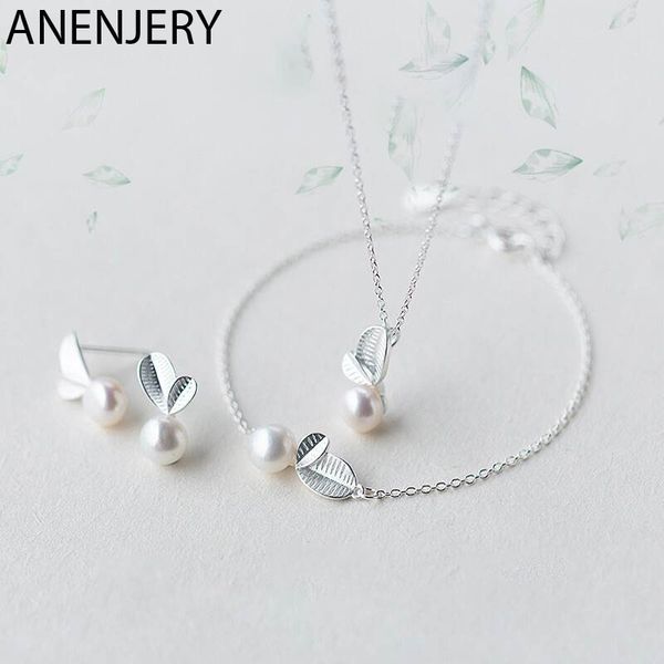 anenjery 925 sterling silver jewelry sets bud leaf simulated pearl necklace+earrings+bracelet for women korean jewelry
anenjery 925 sterling silver jewelry sets bud leaf simulated pearl necklace+earrings+bracelet for women korean jewelry