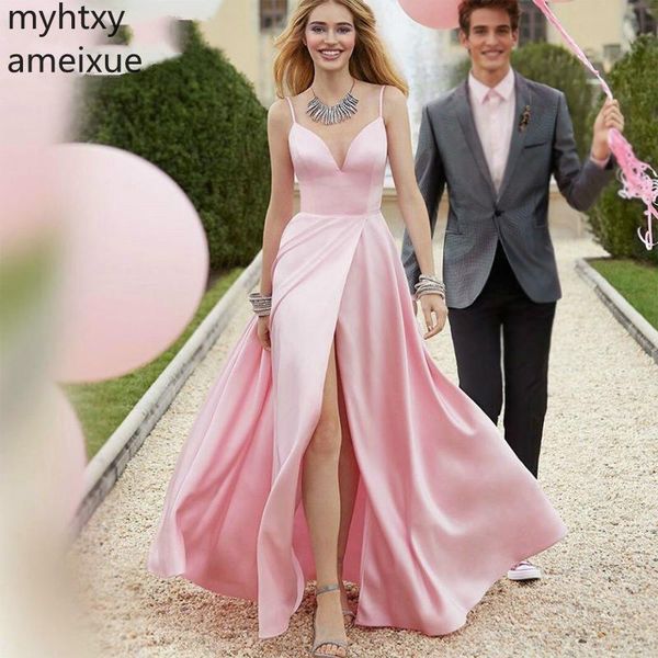 elegant long pink prom dresses 2019 women high slit satin v-neck evening dress backless party gowns floor length, White;black
elegant long pink prom dresses 2019 women high slit satin v-neck evening dress backless party gowns floor length, White;black