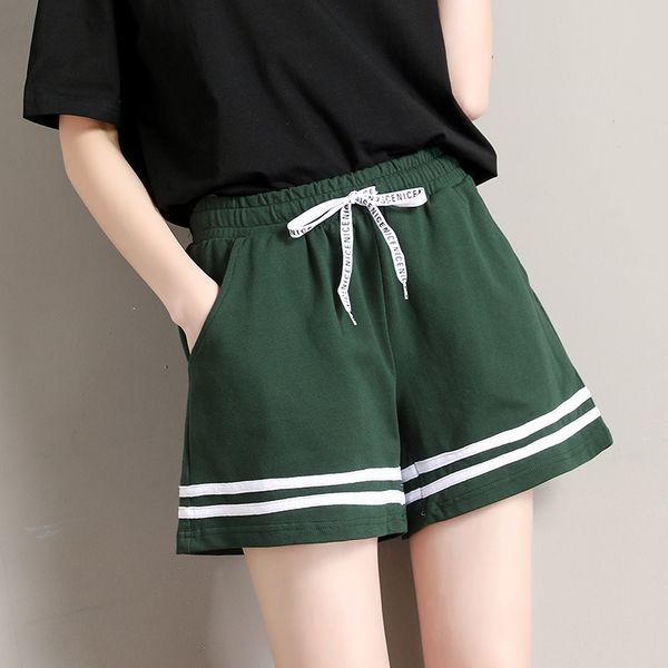 shorts slacks cotton reflective rainbow women clothes 2019 black rave mini fem me plus size loose green striped elastic, White;black 
shorts slacks cotton reflective rainbow women clothes 2019 black rave mini fem me plus size loose green striped elastic, White;black