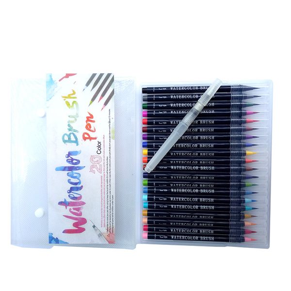 Real Brush Pens 20 Colors For Watercolor Painting With Flexible Nylon Brushtips Paint Markers For Coloring Calligraphy And Drawing Beginner