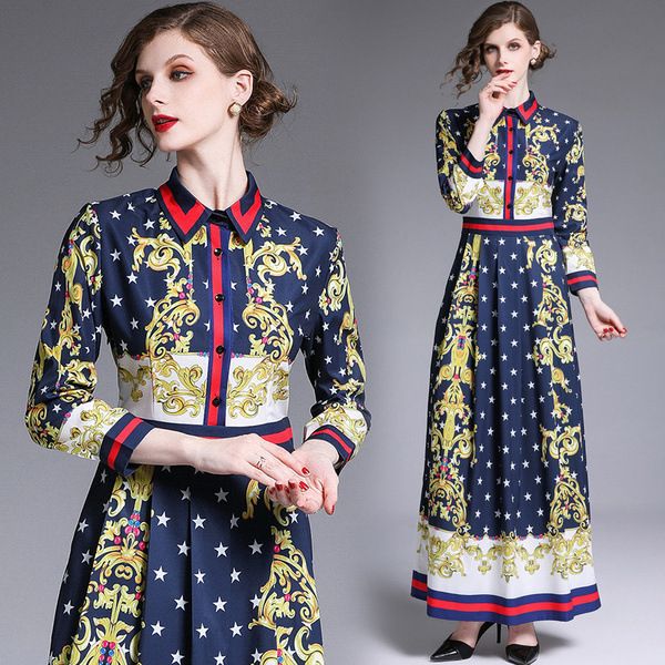 luxury retro print elegant runway dresses plus size royal style ladies party long sleeve draped shirt dress for spring autumn winter, Black;gray
luxury retro print elegant runway dresses plus size royal style ladies party long sleeve draped shirt dress for spring autumn winter, Black;gray