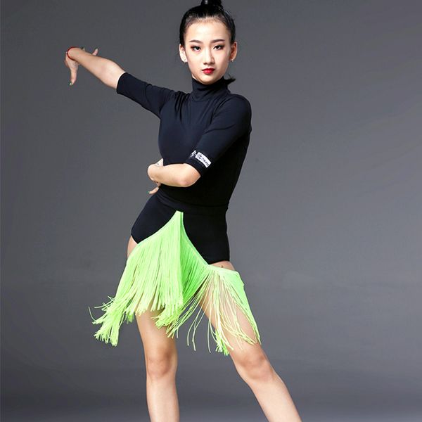 2019 new latin dance dress children's leotard with tassel for girls ballroom samba practice clothing competition suit dl3614, Black;red
2019 new latin dance dress children's leotard with tassel for girls ballroom samba practice clothing competition suit dl3614, Black;red