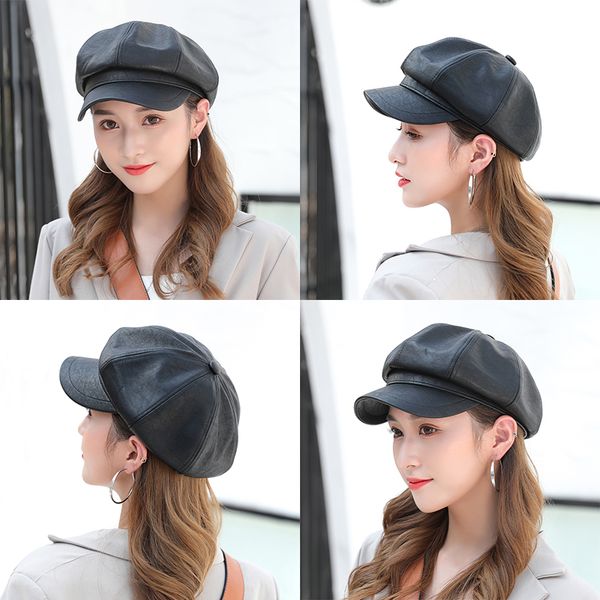 women fashion style pu octagonal caps autumn winter female korean trend solid color berets popular brand faux leather hats, Blue;gray
women fashion style pu octagonal caps autumn winter female korean trend solid color berets popular brand faux leather hats, Blue;gray