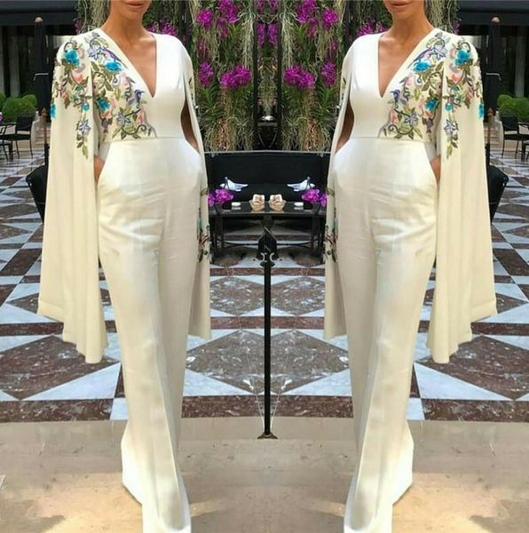 elegant v neck long evening dresses pant suits capped embroidery floor length prom party gowns jumpsuit celebrity dresses, Black;red
elegant v neck long evening dresses pant suits capped embroidery floor length prom party gowns jumpsuit celebrity dresses, Black;red