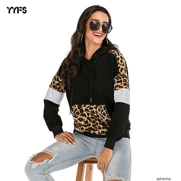 womens designer season leopard stitching hooded sweater casual long sleeve shirt womenqwsu, Black;brown
womens designer season leopard stitching hooded sweater casual long sleeve shirt womenqwsu, Black;brown