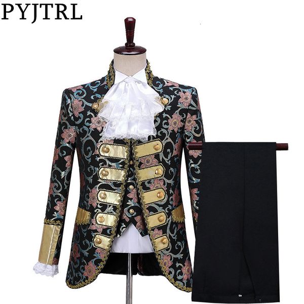 pyjtrl men fashion five-piece set gothic style suits wedding groom floral pattern suit stage singers party prom costume, White;black
pyjtrl men fashion five-piece set gothic style suits wedding groom floral pattern suit stage singers party prom costume, White;black