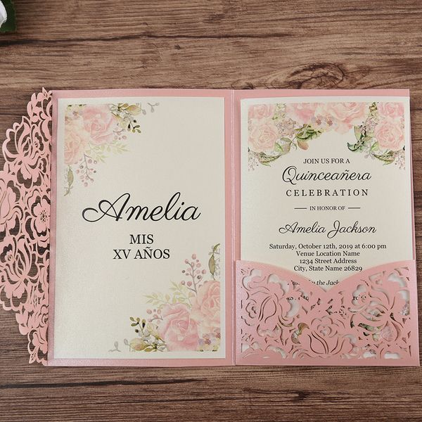 100pcs pink laser cut floral invitation cards for wedding / party / quinceanera anniversary birthday, cw0008
100pcs pink laser cut floral invitation cards for wedding / party / quinceanera anniversary birthday, cw0008