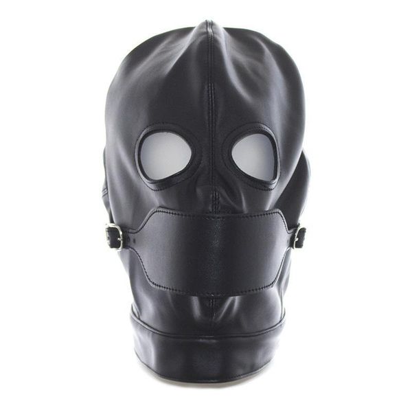 hood mouth leather faux masque gimp #r52 harness soft bondage gag mask suxap