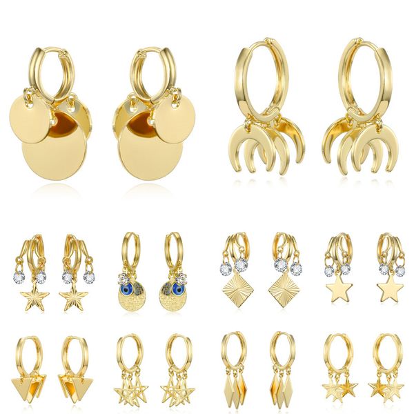 turkey geometric star triangle rhinestone zircon hoop earrings punk trendy multilayer evil eye mini circle earings women jewelry, Golden;silver
turkey geometric star triangle rhinestone zircon hoop earrings punk trendy multilayer evil eye mini circle earings women jewelry, Golden;silver
