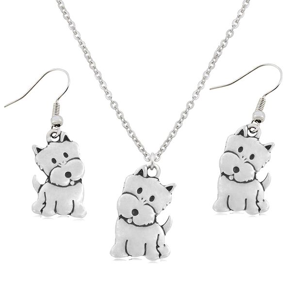 new cute silver color west highland terrier dog jewelry set of ladies earrings necklace for women pet sets gifts bijoux femme
new cute silver color west highland terrier dog jewelry set of ladies earrings necklace for women pet sets gifts bijoux femme