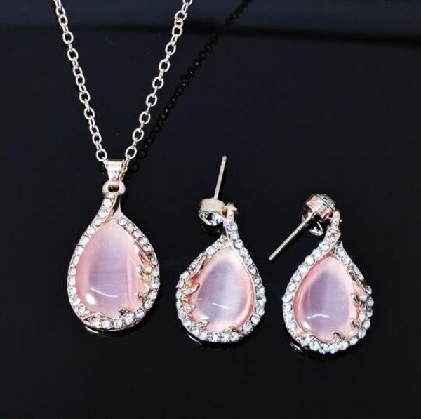 new fashion accessories fashion jewelry opal set with diamond necklace ear stud two-piece set fashion classic exquisite elegance, Silver
new fashion accessories fashion jewelry opal set with diamond necklace ear stud two-piece set fashion classic exquisite elegance, Silver