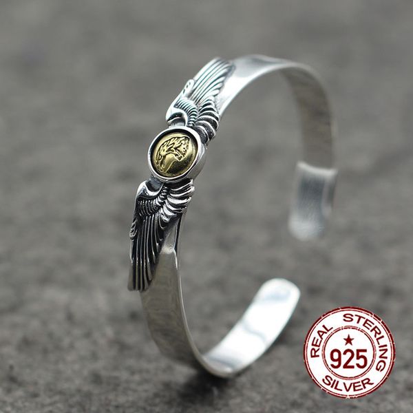 925 sterling silver open bracelet personalized retro fashion indian style high-end carved simple bracelet to send a gift of love, Black
925 sterling silver open bracelet personalized retro fashion indian style high-end carved simple bracelet to send a gift of love, Black