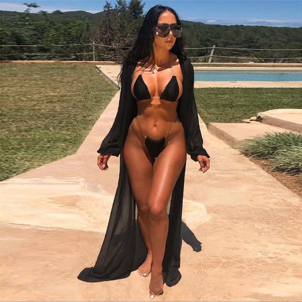 beach bikini with cover ups solid 3pcs women swimwear lady designer bathing suit, White;black
beach bikini with cover ups solid 3pcs women swimwear lady designer bathing suit, White;black