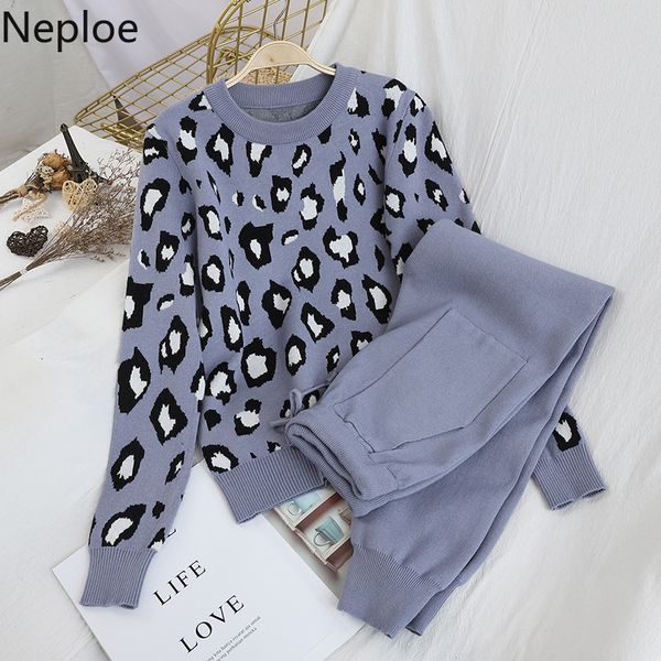 neploe fashion retro women knitted suits leopard long sleeve o-neck sweater + lace up waist pocket harem pants korean sets 56622, White
neploe fashion retro women knitted suits leopard long sleeve o-neck sweater + lace up waist pocket harem pants korean sets 56622, White