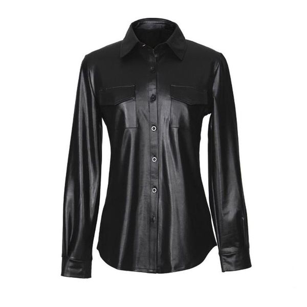 office ladies blouse for women button down shirt vintage long sleeve pu faux leather shirts black plus size blusas, White
office ladies blouse for women button down shirt vintage long sleeve pu faux leather shirts black plus size blusas, White
