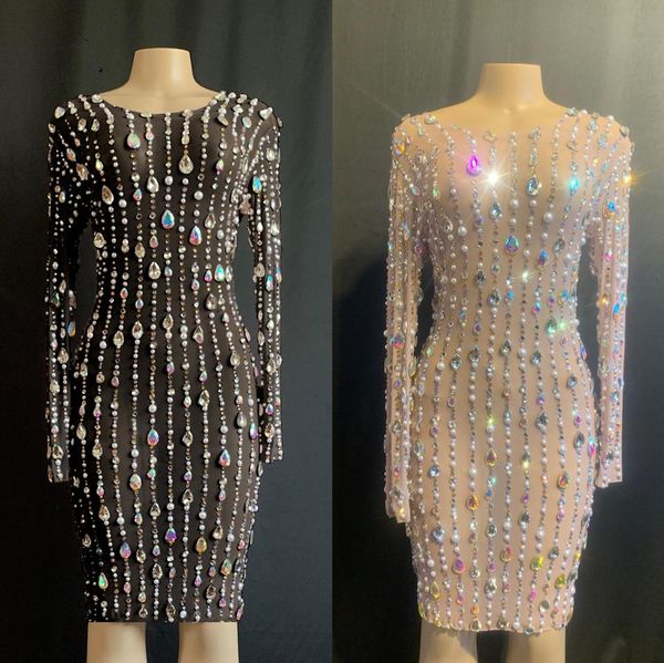 black nude long sleeve shining beading bodycon dress dj club party dancer costume, White;pink
black nude long sleeve shining beading bodycon dress dj club party dancer costume, White;pink
