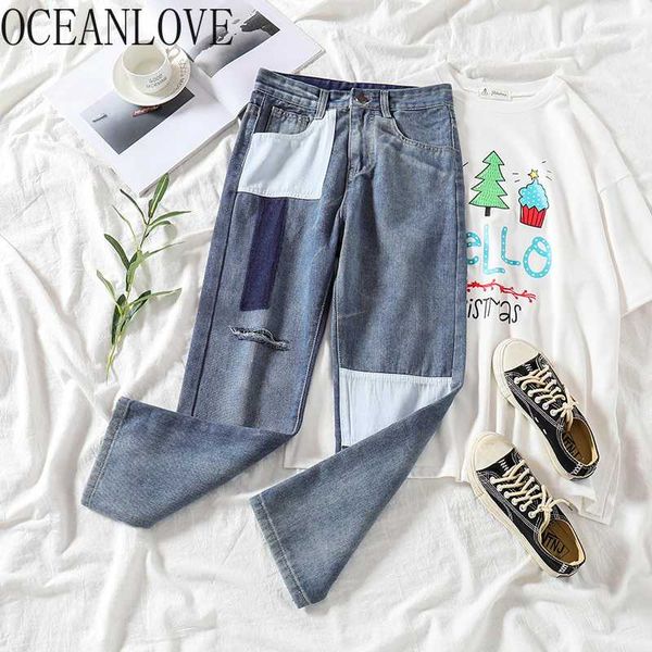 oceanlove streetwear women pants contrast color patchwork denim pants summer holes fashion ropa mujer high waist button 16844, Black;white
oceanlove streetwear women pants contrast color patchwork denim pants summer holes fashion ropa mujer high waist button 16844, Black;white