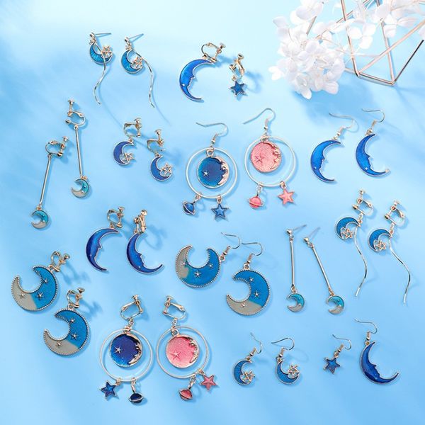 2019 new creative blue universe asymmetric earrings for girl ear accessories cute moon star drop pendientes tassel brincos, Silver
2019 new creative blue universe asymmetric earrings for girl ear accessories cute moon star drop pendientes tassel brincos, Silver